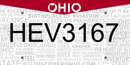 HEV3167 Ohio License Plate