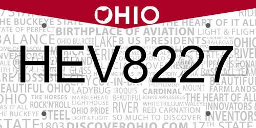 HEV8227 Ohio License Plate