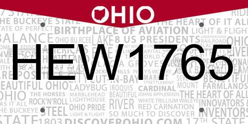 HEW1765 Ohio License Plate