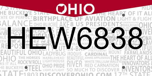 HEW6838 Ohio License Plate