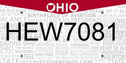HEW7081 Ohio License Plate