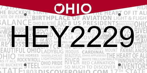 HEY2229 Ohio License Plate