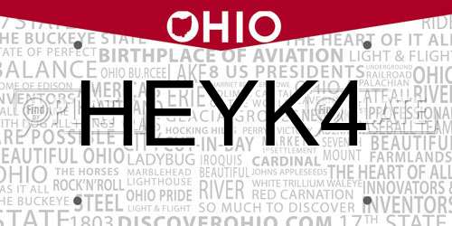 HEYK4 Ohio License Plate