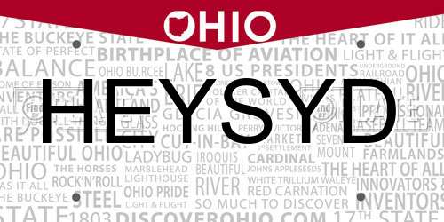 HEYSYD Ohio License Plate