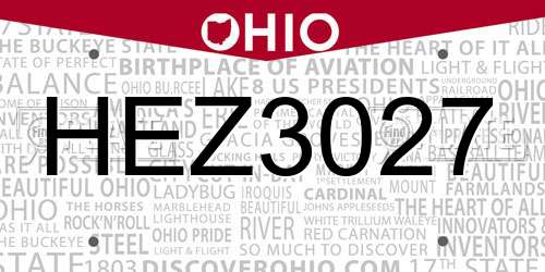 HEZ3027 Ohio License Plate