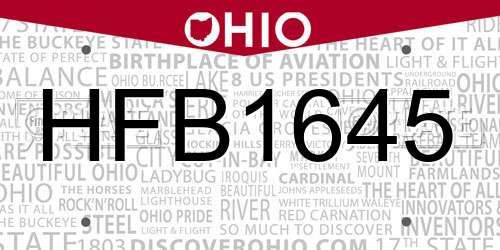 HFB1645 Ohio License Plate