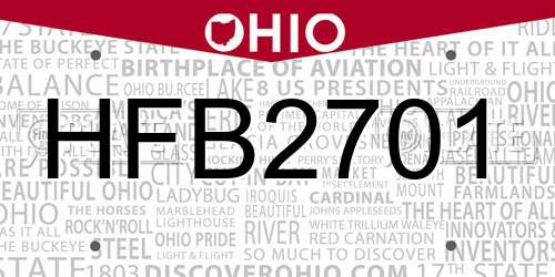 HFB2701 Ohio License Plate