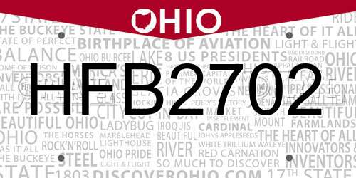 HFB2702 Ohio License Plate