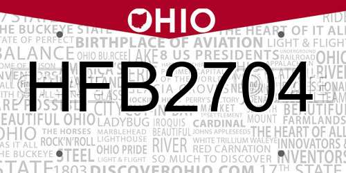 HFB2704 Ohio License Plate