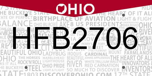 HFB2706 Ohio License Plate