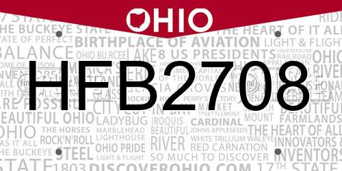 HFB2708 Ohio License Plate
