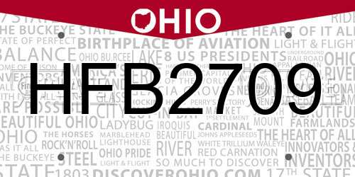 HFB2709 Ohio License Plate