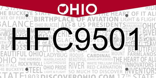 HFC9501 Ohio License Plate