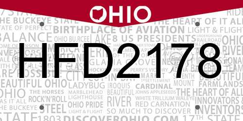 HFD2178 Ohio License Plate