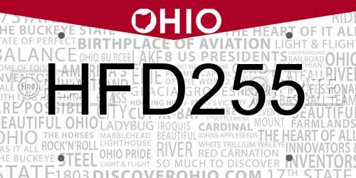 HFD255 Ohio License Plate