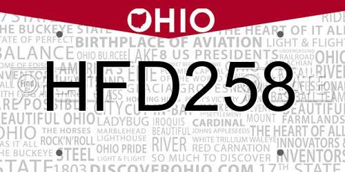 HFD258 Ohio License Plate