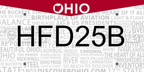 HFD25B Ohio License Plate
