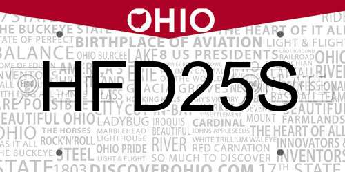 HFD25S Ohio License Plate