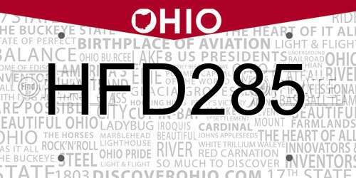 HFD285 Ohio License Plate