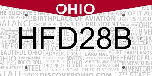 HFD28B Ohio License Plate