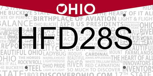 HFD28S Ohio License Plate