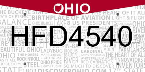 HFD4540 Ohio License Plate