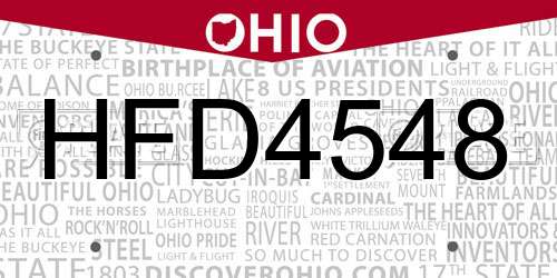 HFD4548 Ohio License Plate