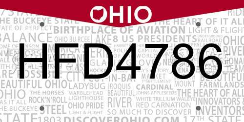 HFD4786 Ohio License Plate