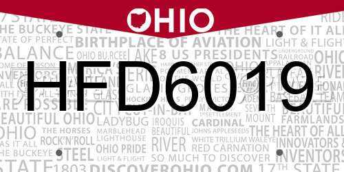 HFD6019 Ohio License Plate
