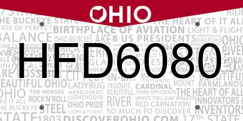 HFD6080 Ohio License Plate