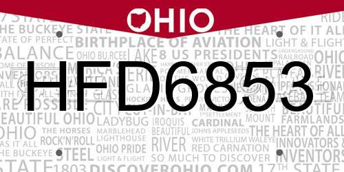 HFD6853 Ohio License Plate