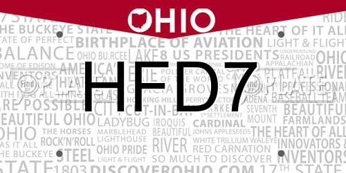 HFD7 Ohio License Plate