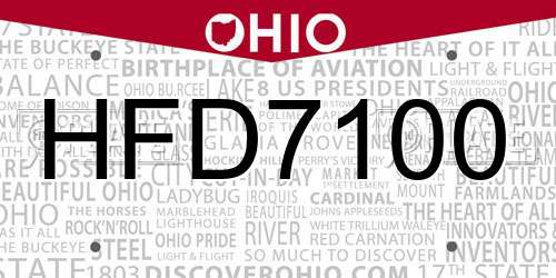 HFD7100 Ohio License Plate