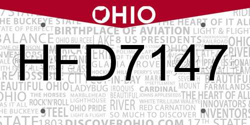 HFD7147 Ohio License Plate