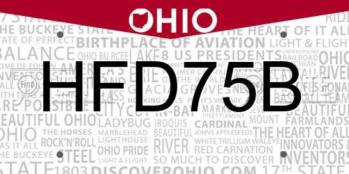 HFD75B Ohio License Plate