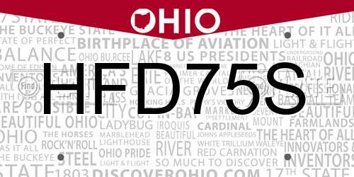 HFD75S Ohio License Plate