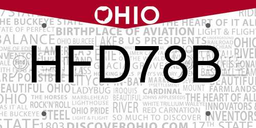 HFD78B Ohio License Plate
