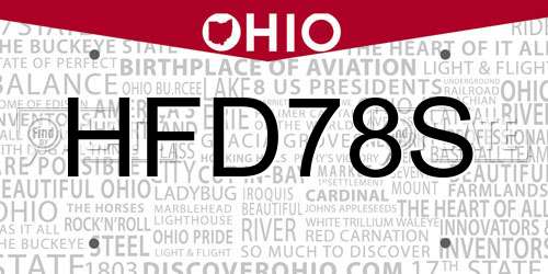 HFD78S Ohio License Plate