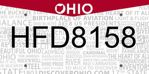 HFD8158 Ohio License Plate