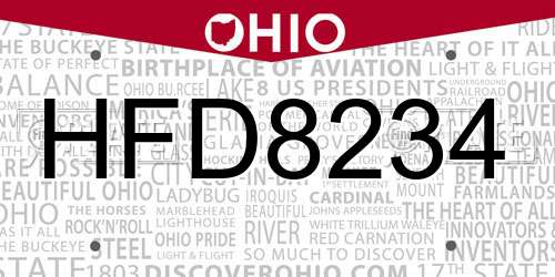 HFD8234 Ohio License Plate