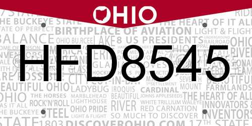 HFD8545 Ohio License Plate