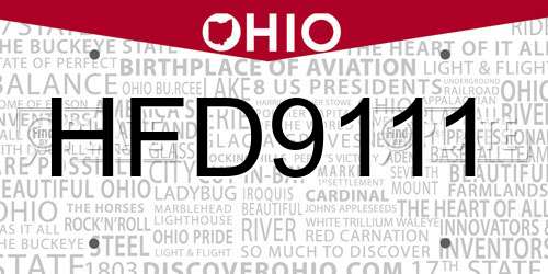 HFD9111 Ohio License Plate