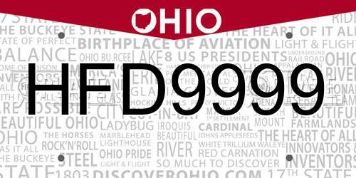 HFD9999 Ohio License Plate