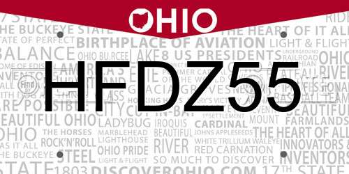 HFDZ55 Ohio License Plate