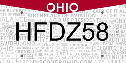 HFDZ58 Ohio License Plate