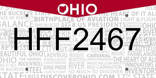 HFF2467 Ohio License Plate