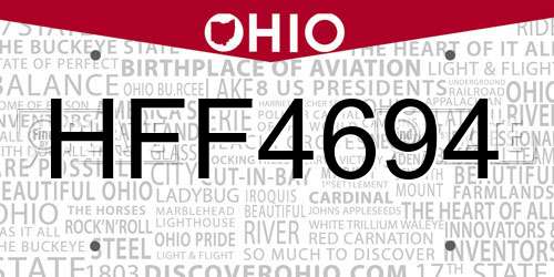 HFF4694 Ohio License Plate