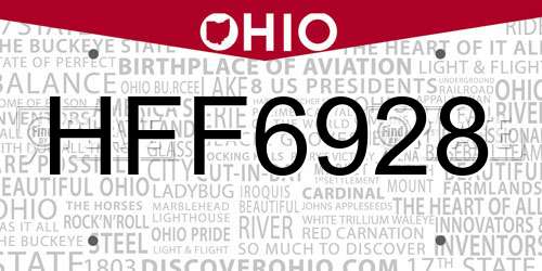 HFF6928 Ohio License Plate