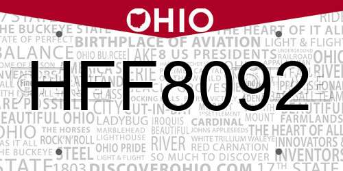 HFF8092 Ohio License Plate