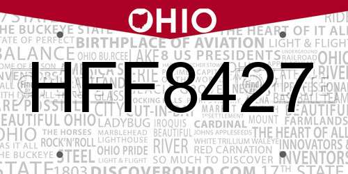 HFF8427 Ohio License Plate
